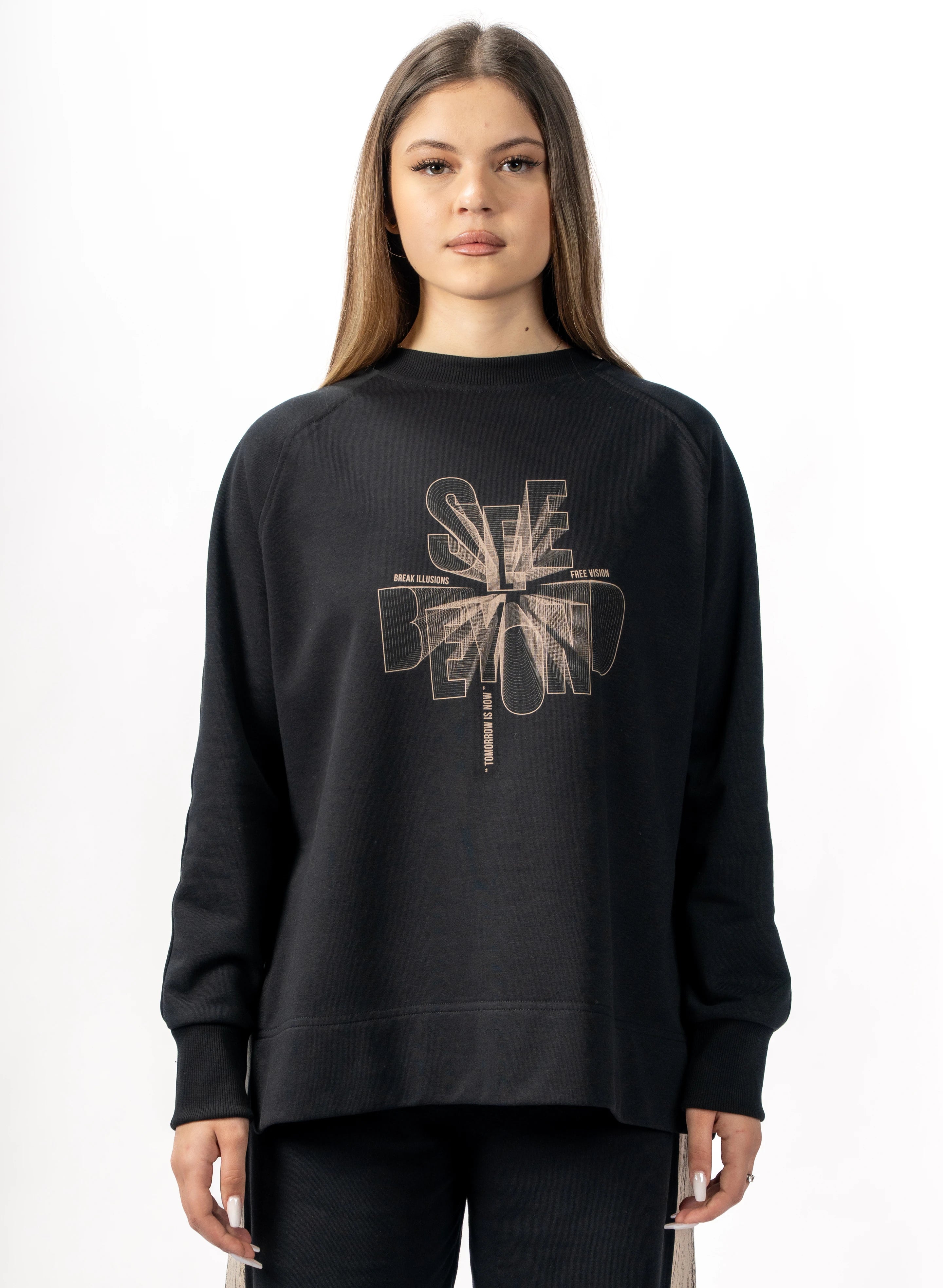 BLUZA NEAGRA FREEDOM ILLUSIONS SPLITSIDES BD01