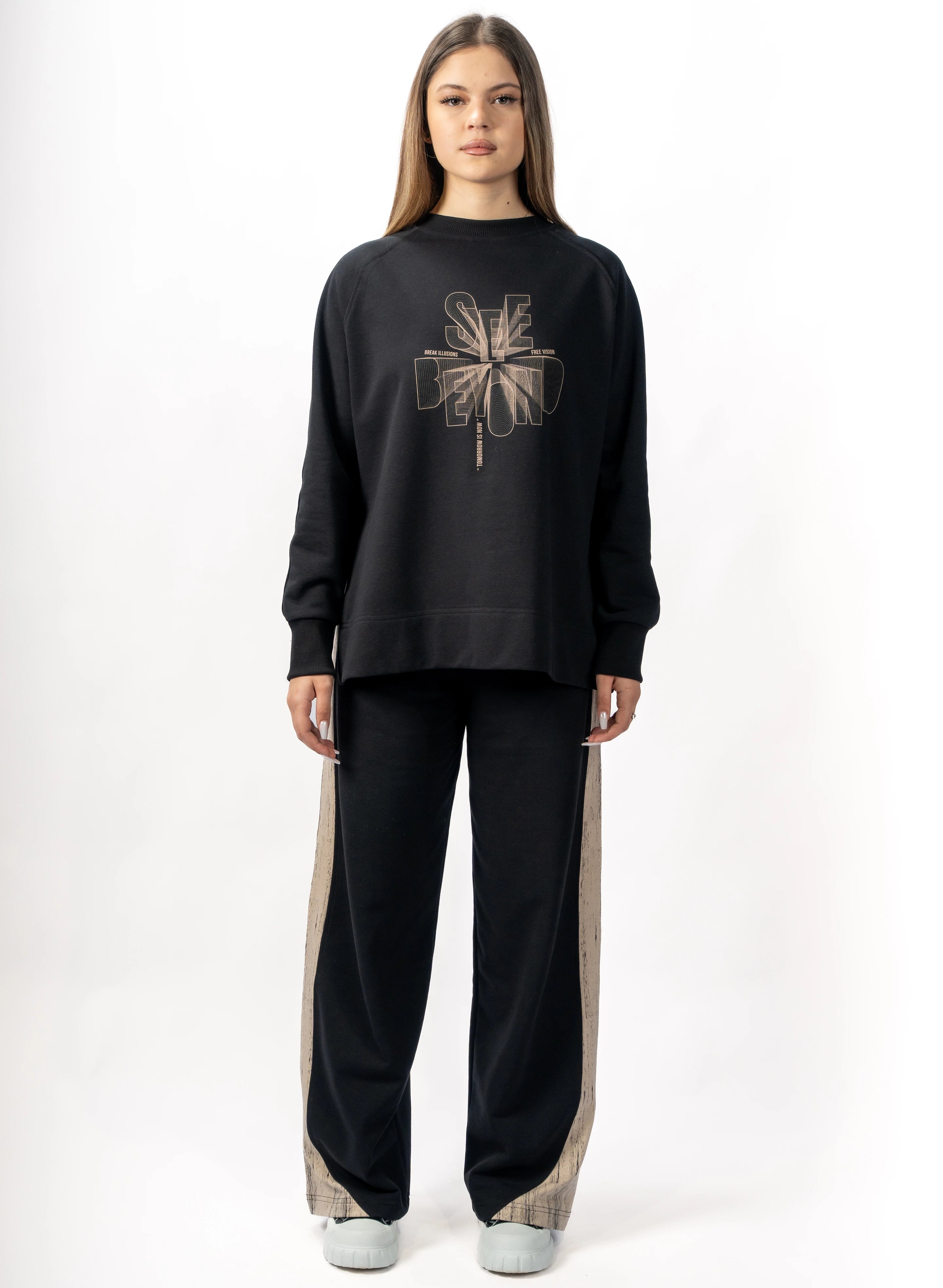 BLUZA NEAGRA FREEDOM ILLUSIONS SPLITSIDES BD01