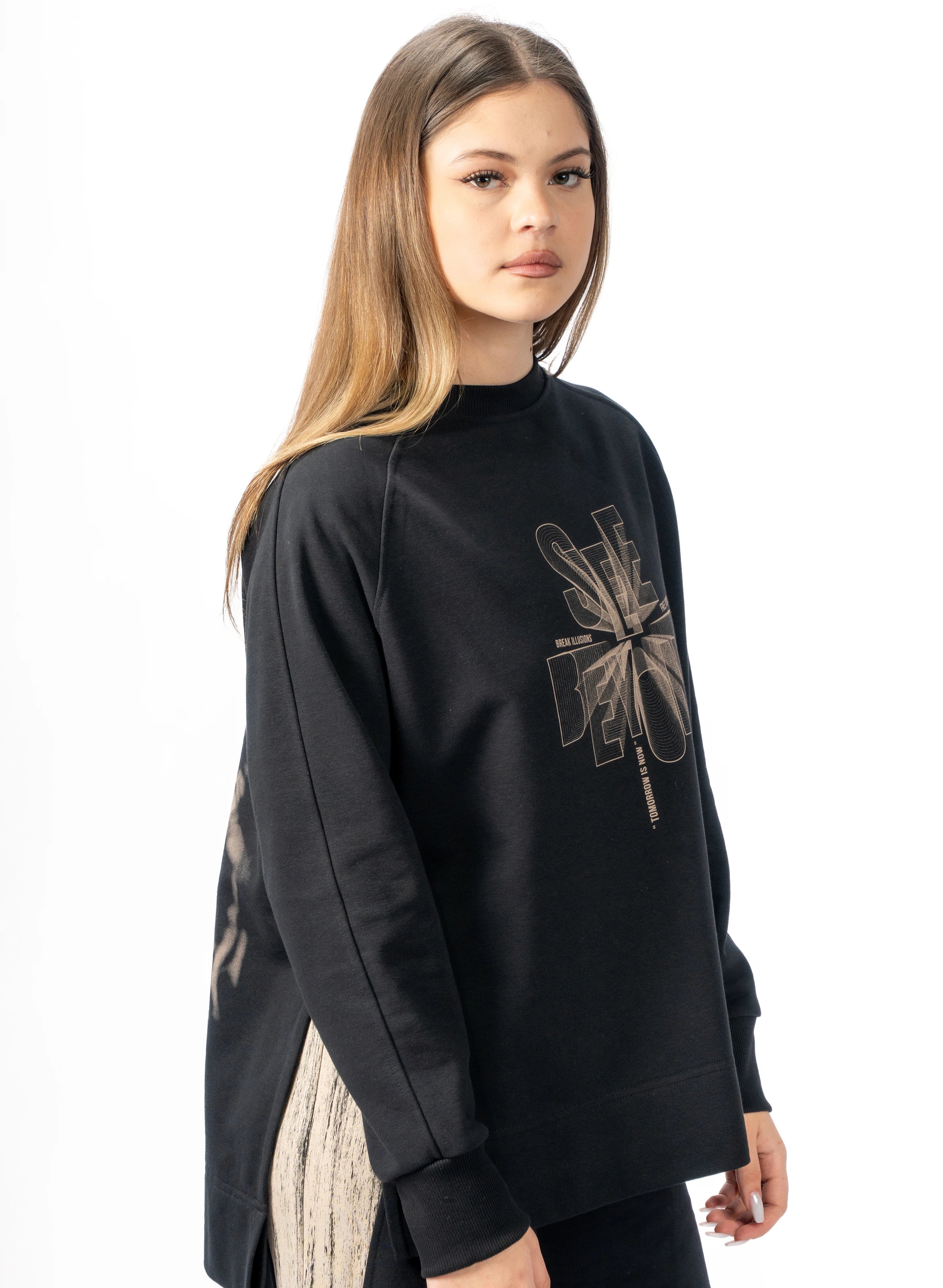 BLUZA NEAGRA FREEDOM ILLUSIONS SPLITSIDES BD01