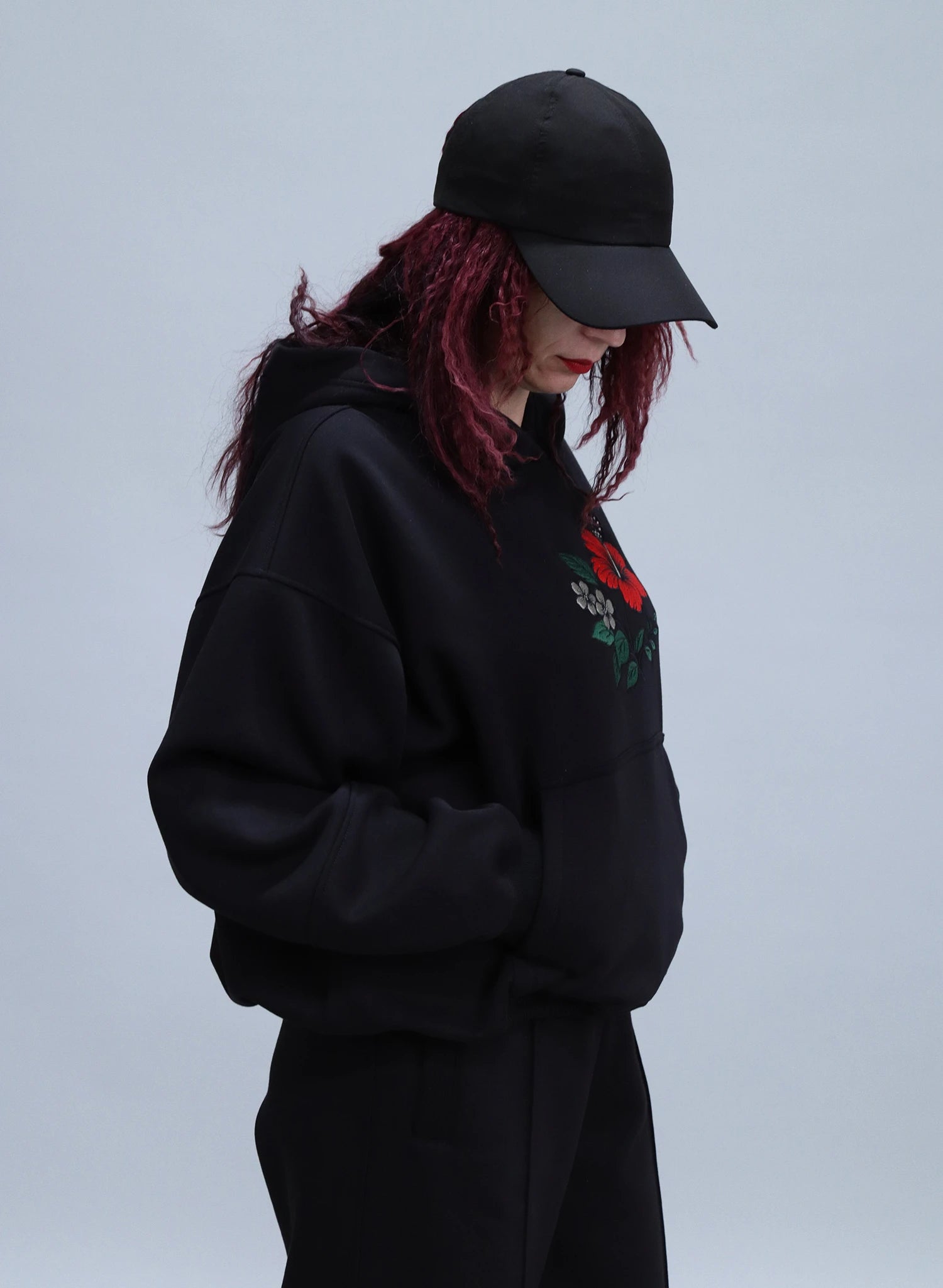 HANORAC NEGRU CU BRODERIE WILD BLOOM HDP5 - HD03