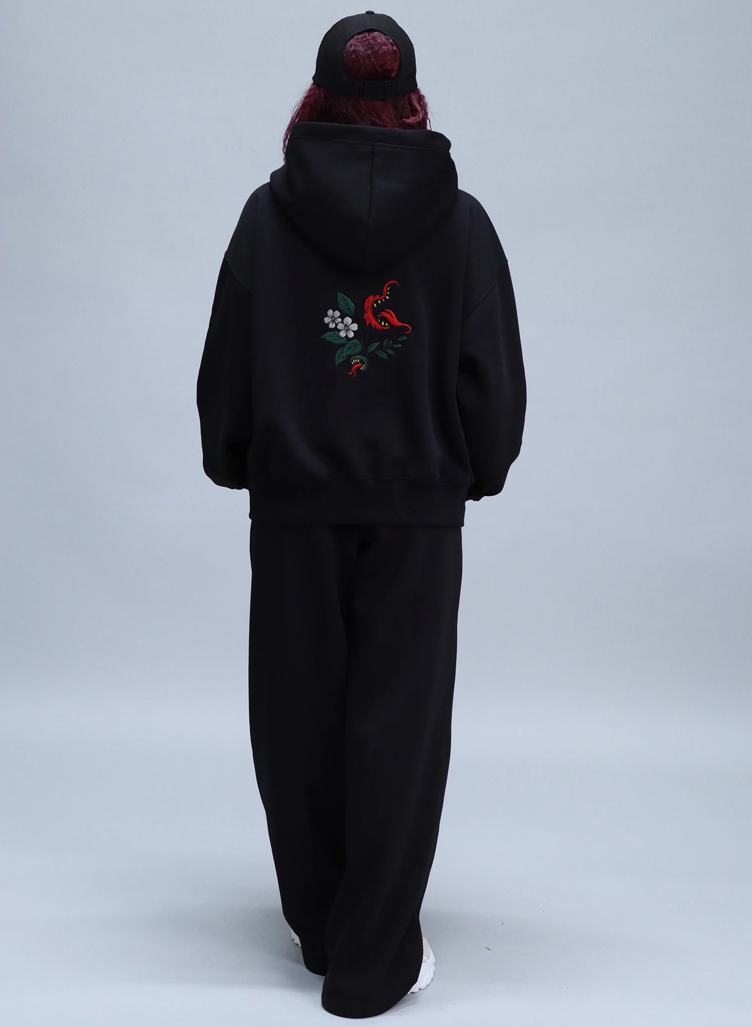 HANORAC NEGRU CU BRODERIE WILD BLOOM HDP5 - HD03