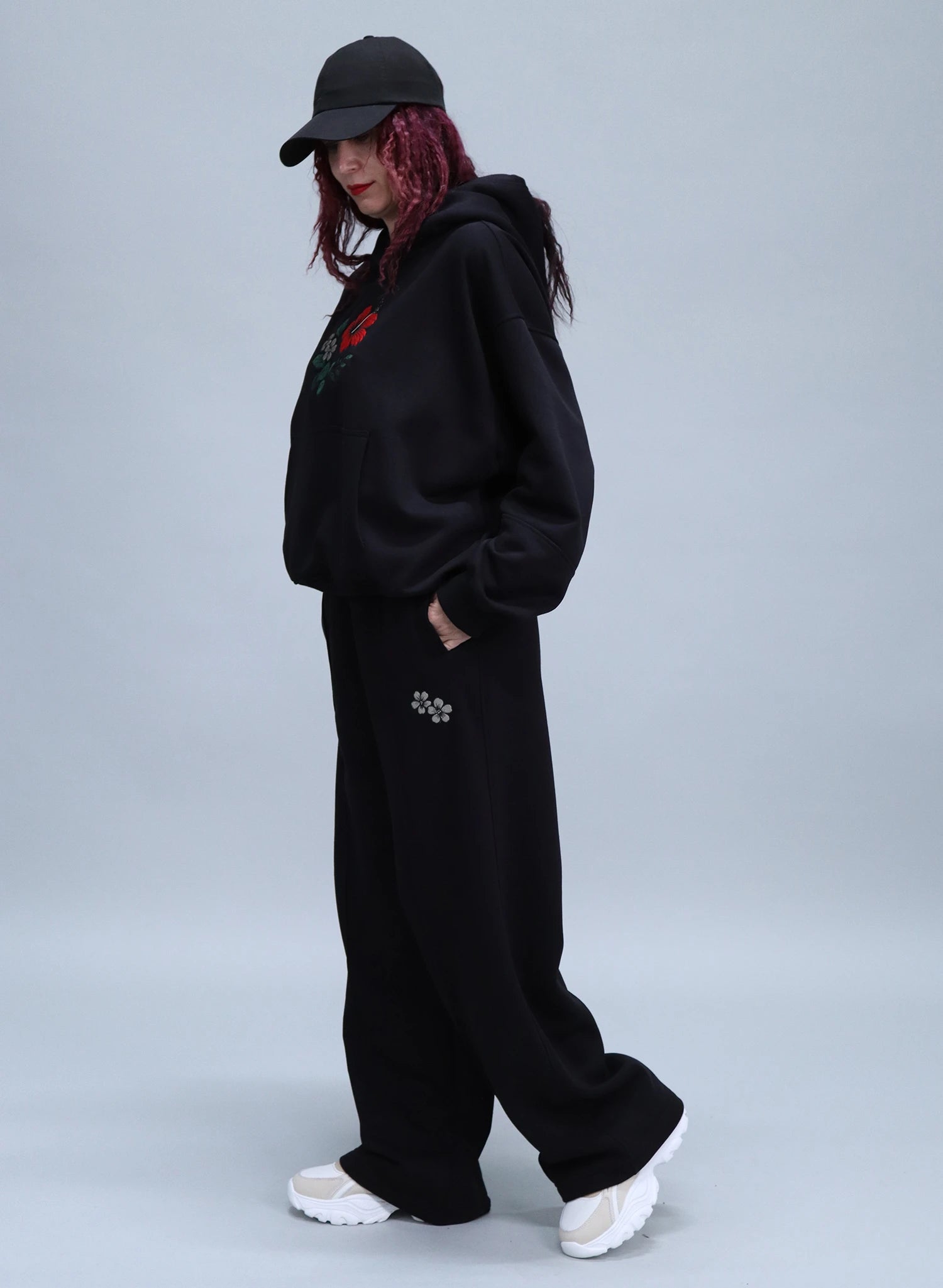 PANTALONI LARGI CU BRODERIE BLOOM PDP3 - PD03