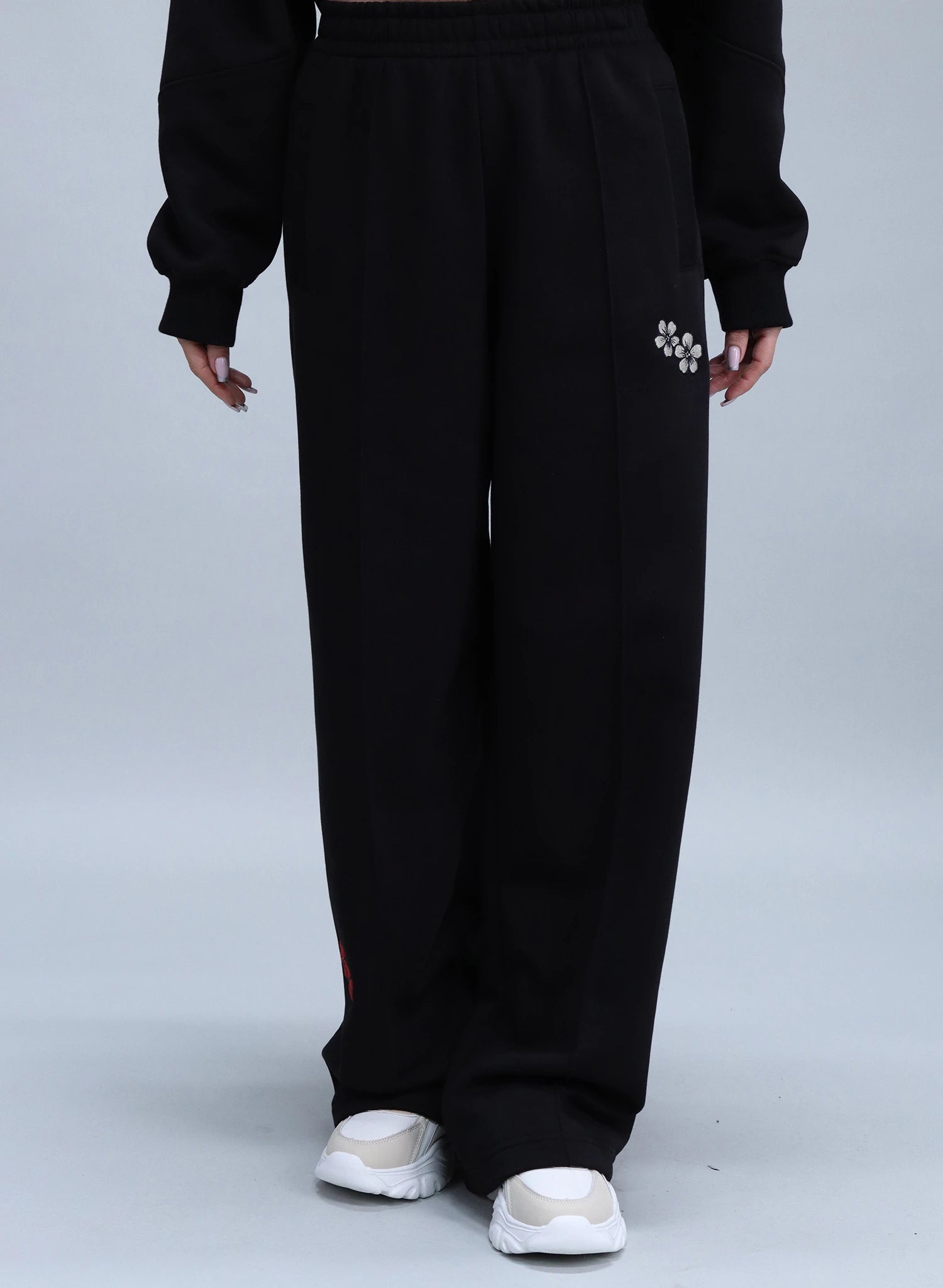 PANTALONI LARGI CU BRODERIE BLOOM PDP3 - PD03