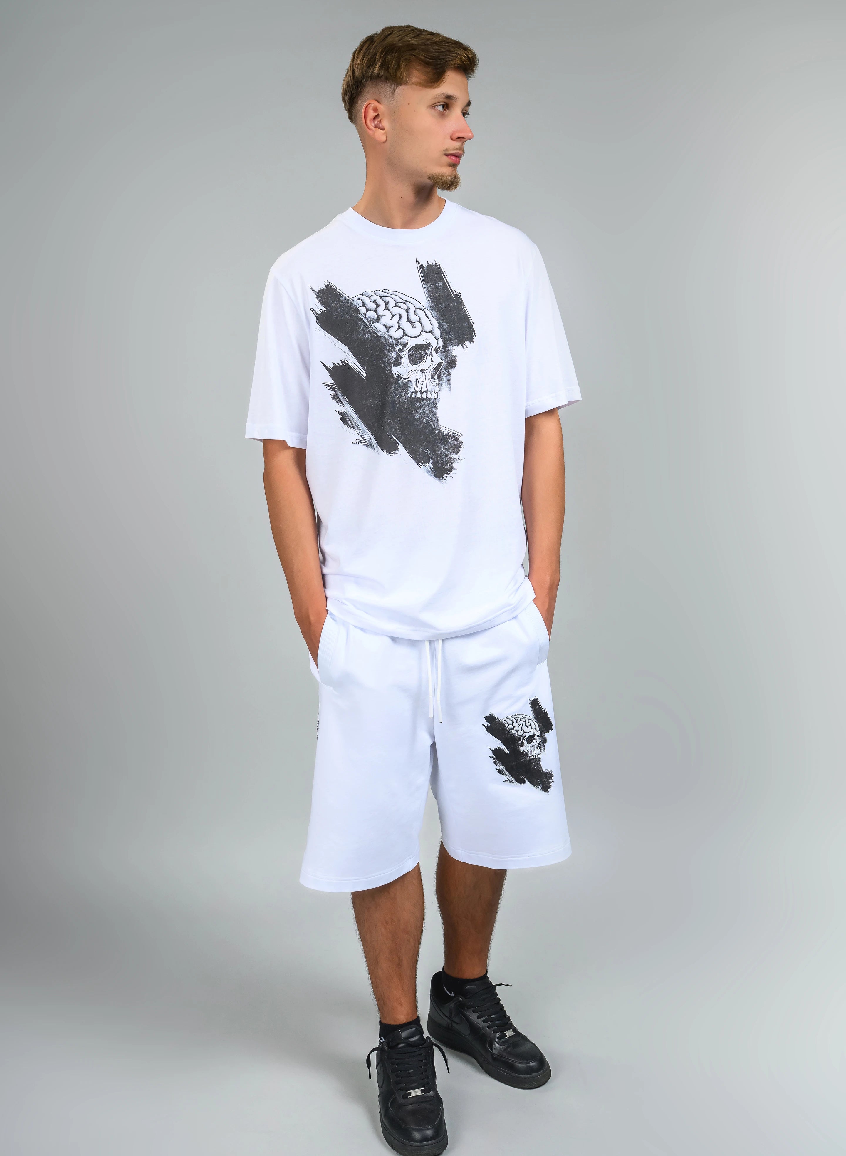 TRICOU ALB BARBATI SKULL MM TP1 - T010