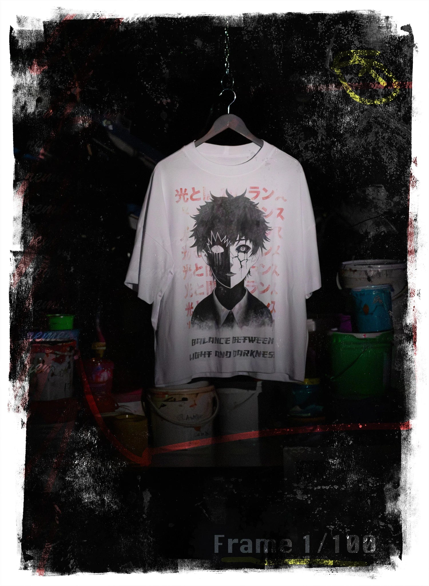 TRICOU OVERSIZED ALB MANGA LIGHT & DARKNESS TDP2 TD12