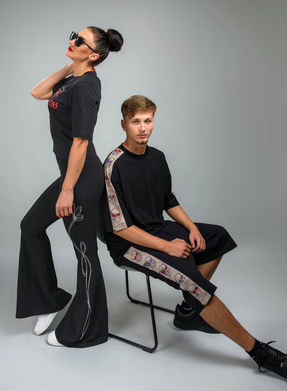 BERMUDE BAGGY BARBATI CU PRINT LATERALE SKULL VISION SHORTS BBP1 - BB02