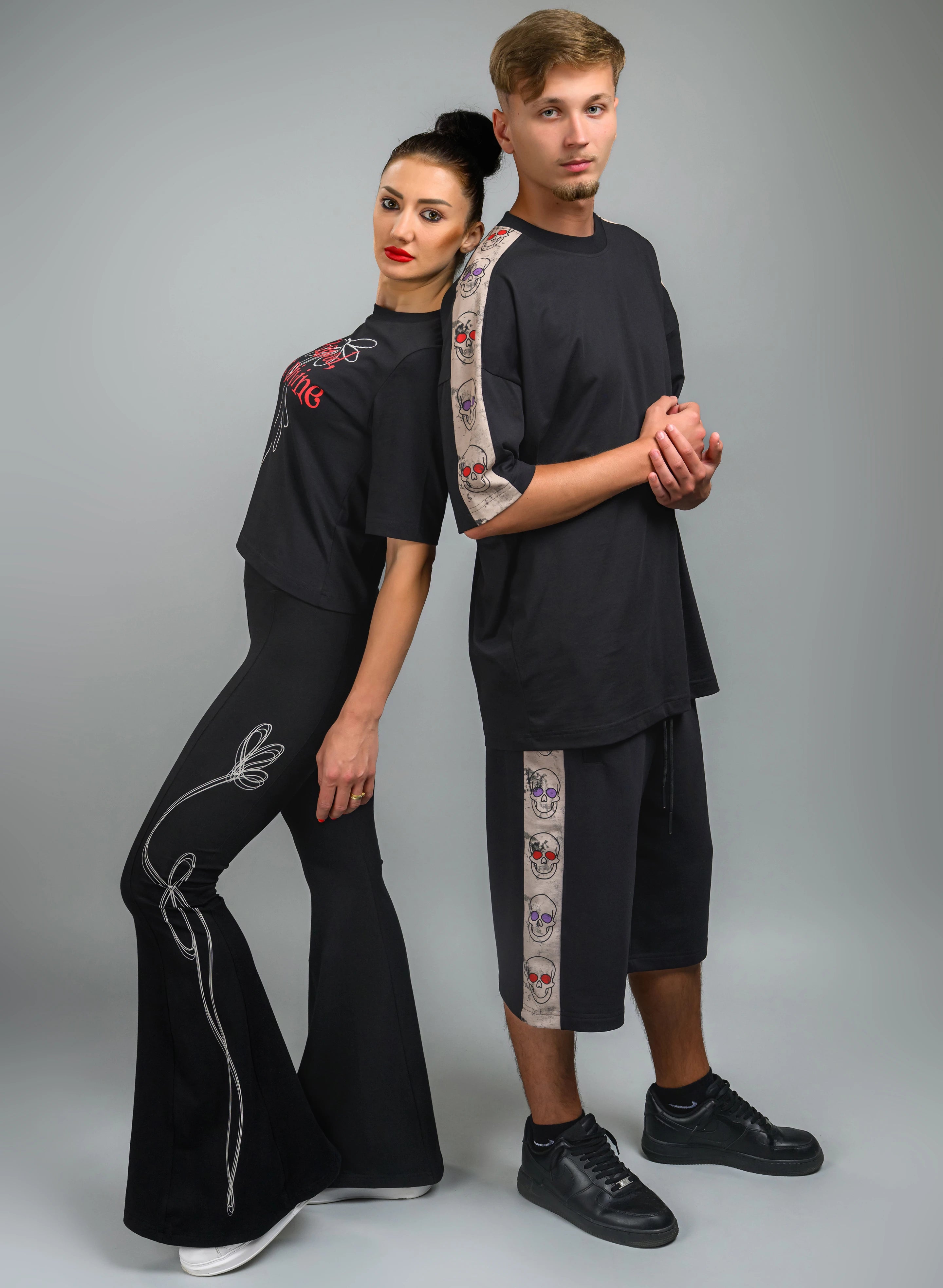 BERMUDE BAGGY BARBATI CU PRINT LATERALE SKULL VISION SHORTS BBP1 - BB02