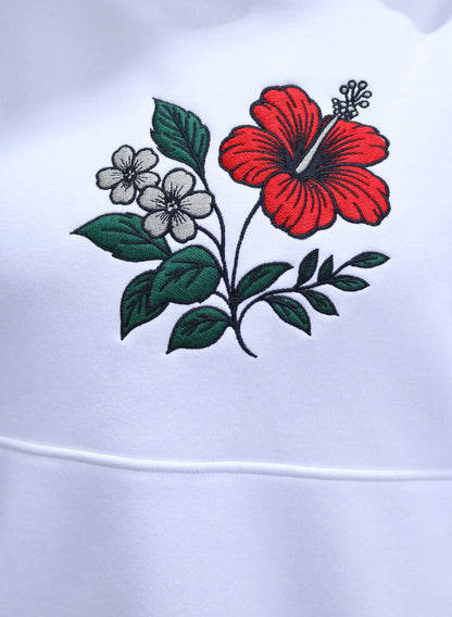 HANORAC ALB OVERSIZED CU BRODERIE DUAL BLOOM HDP5 - HD01