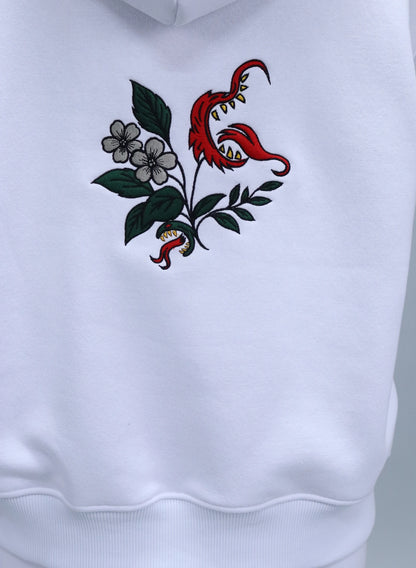 HANORAC ALB OVERSIZED CU BRODERIE DUAL BLOOM HDP5 - HD01