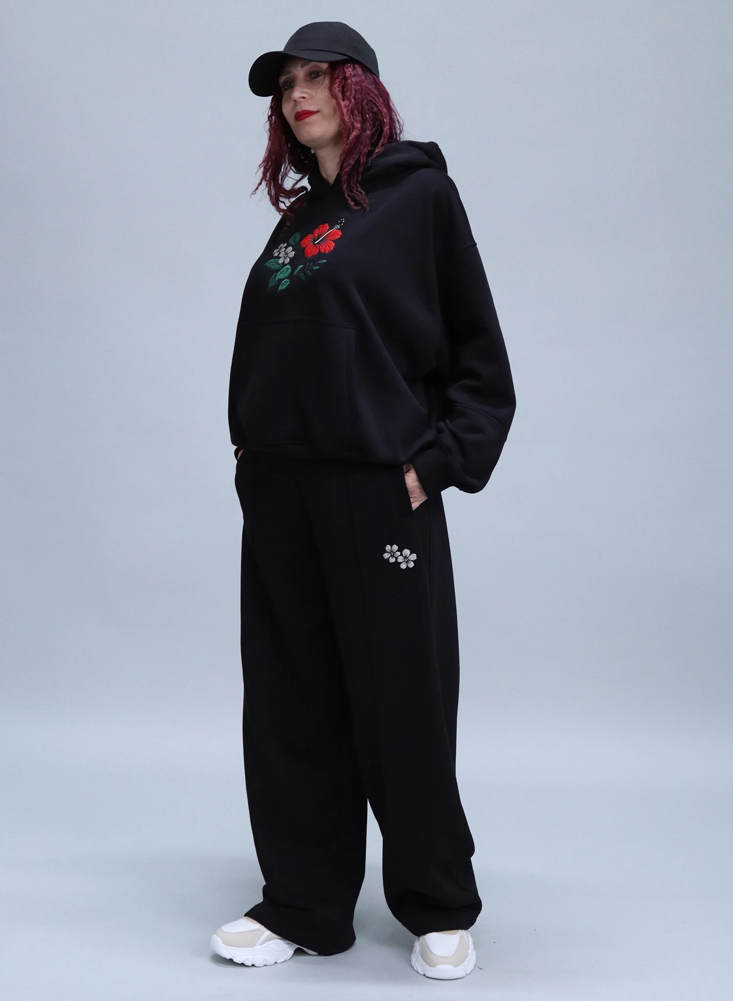 HANORAC NEGRU CU BRODERIE WILD BLOOM HDP5 - HD03