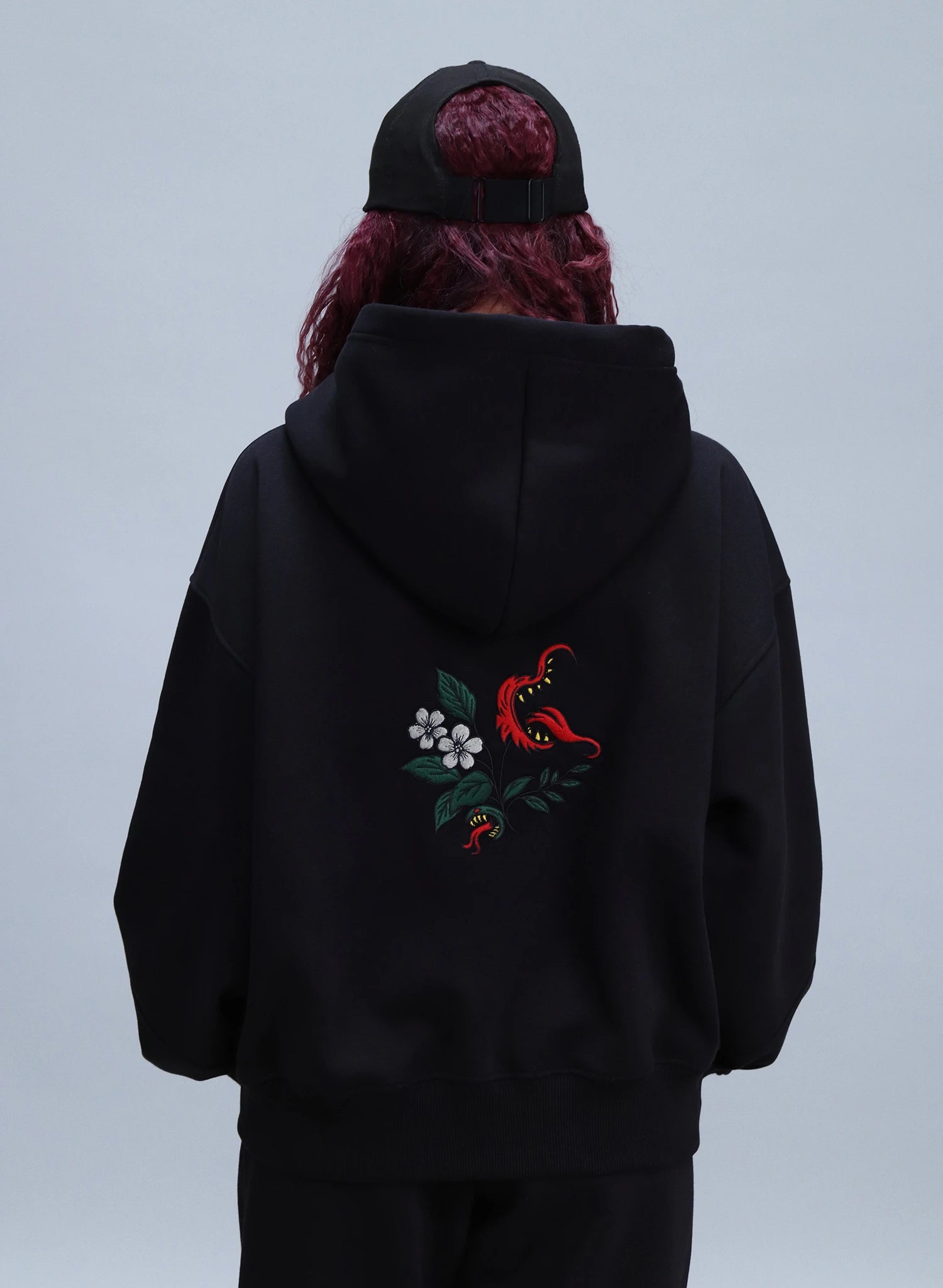 HANORAC NEGRU CU BRODERIE WILD BLOOM HDP5 - HD03