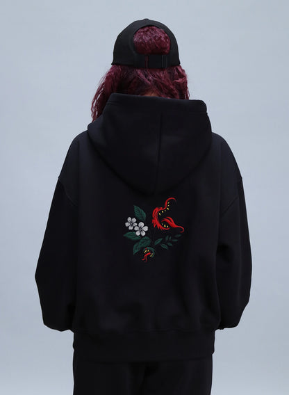 HANORAC NEGRU CU BRODERIE WILD BLOOM HDP5 - HD03