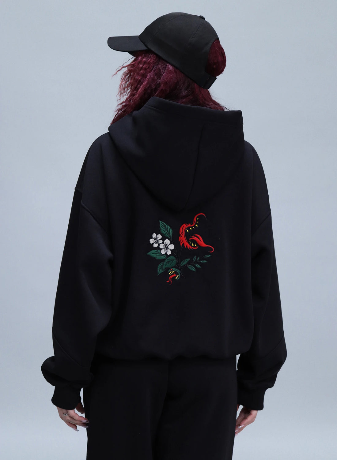 HANORAC NEGRU CU BRODERIE WILD BLOOM HDP5 - HD03