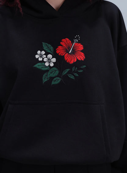 HANORAC NEGRU CU BRODERIE WILD BLOOM HDP5 - HD03