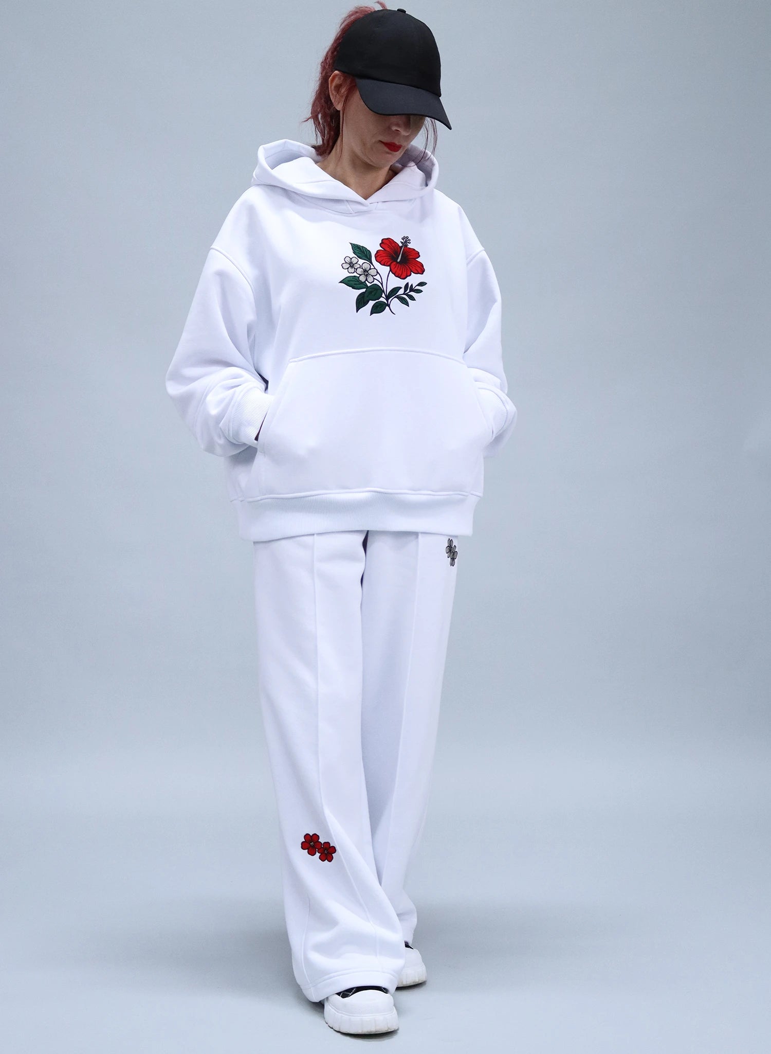 PANTALONI DAMA EVAZATI CU BRODERIE FLOWERS PDP3-PD01