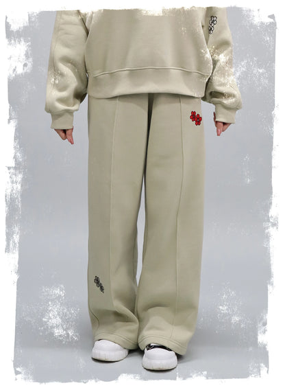 PANTALONI TRENING EVAZATI CU BRODERIE FLOWERS PDP3-PD04