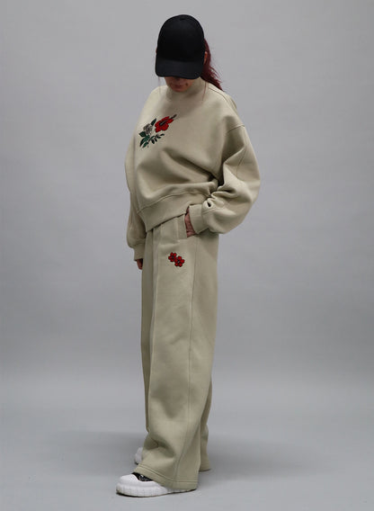 PANTALONI TRENING EVAZATI CU BRODERIE FLOWERS PDP3-PD04