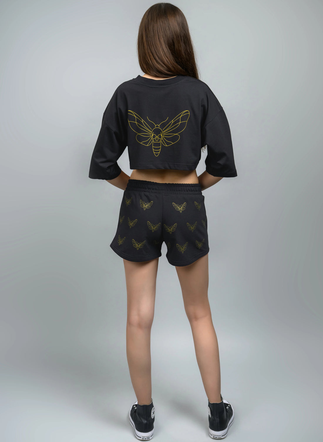 PANTALONI SCURTI DAMA CU PRINT AURIU ROYAL BURN PDP1 - PD01