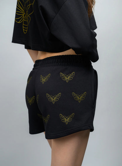 PANTALONI SCURTI DAMA CU PRINT AURIU ROYAL BURN PDP1 - PD01