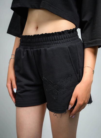 PANTALONI SCURTI DAMA RAW EDGES BLACK MOTH PDP2 - PD01