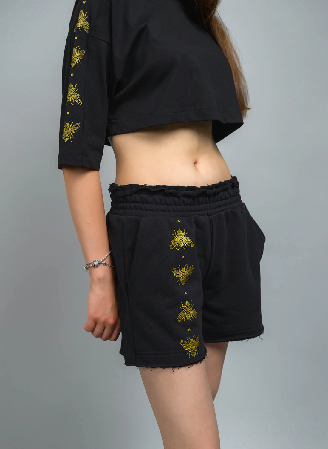 PANTALONI SCURTI DAMA CU PRINT AURIU GOLD QUEEN EDITION PDP2 - PD02