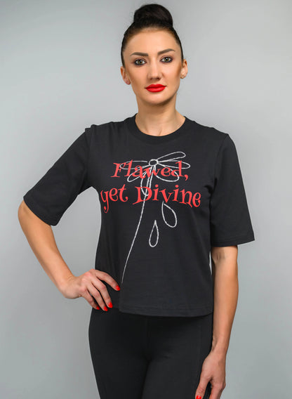 TRICOU DAMA DIN BUMBAC FLAWED YET DIVINE TDP1 - TD01