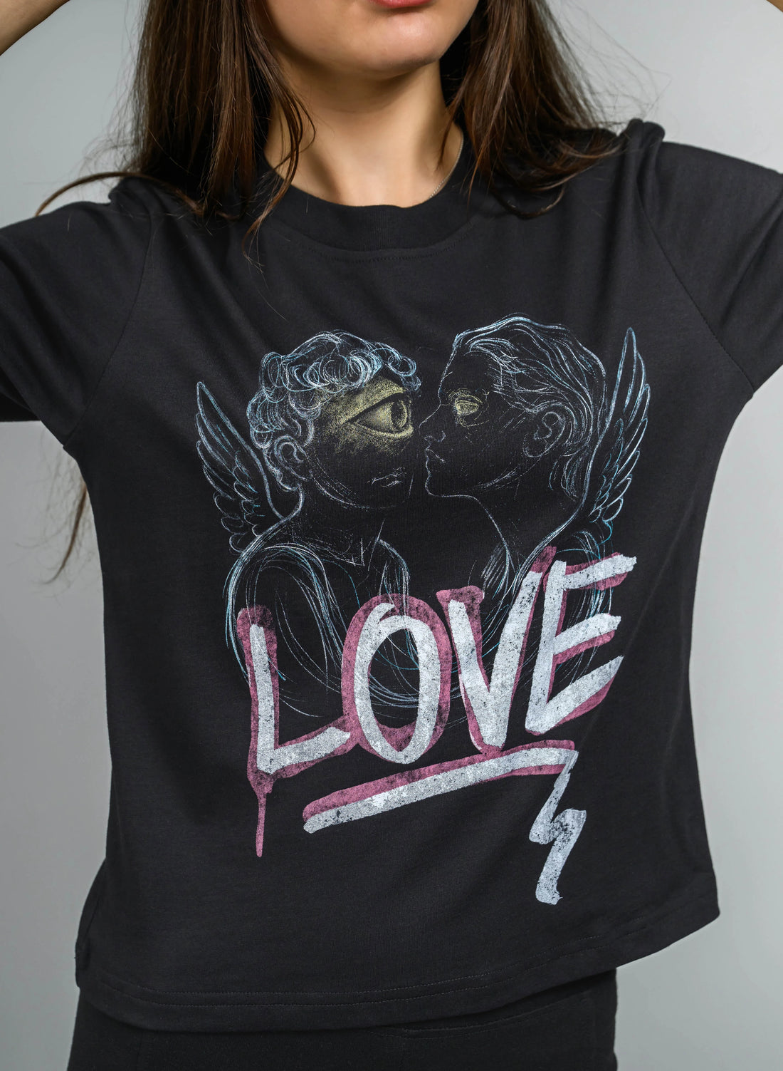 TRICOU NEGRU FEMEI CU PRINT LOVE TDP1 - TD02