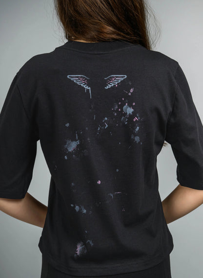 TRICOU NEGRU FEMEI CU PRINT LOVE TDP1 - TD02