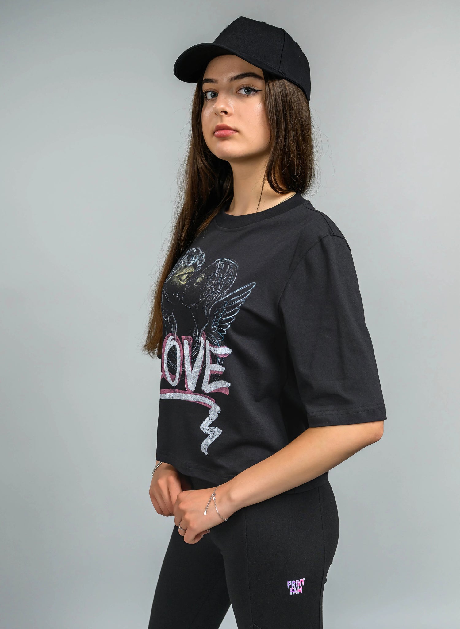 TRICOU NEGRU FEMEI CU PRINT LOVE TDP1 - TD02