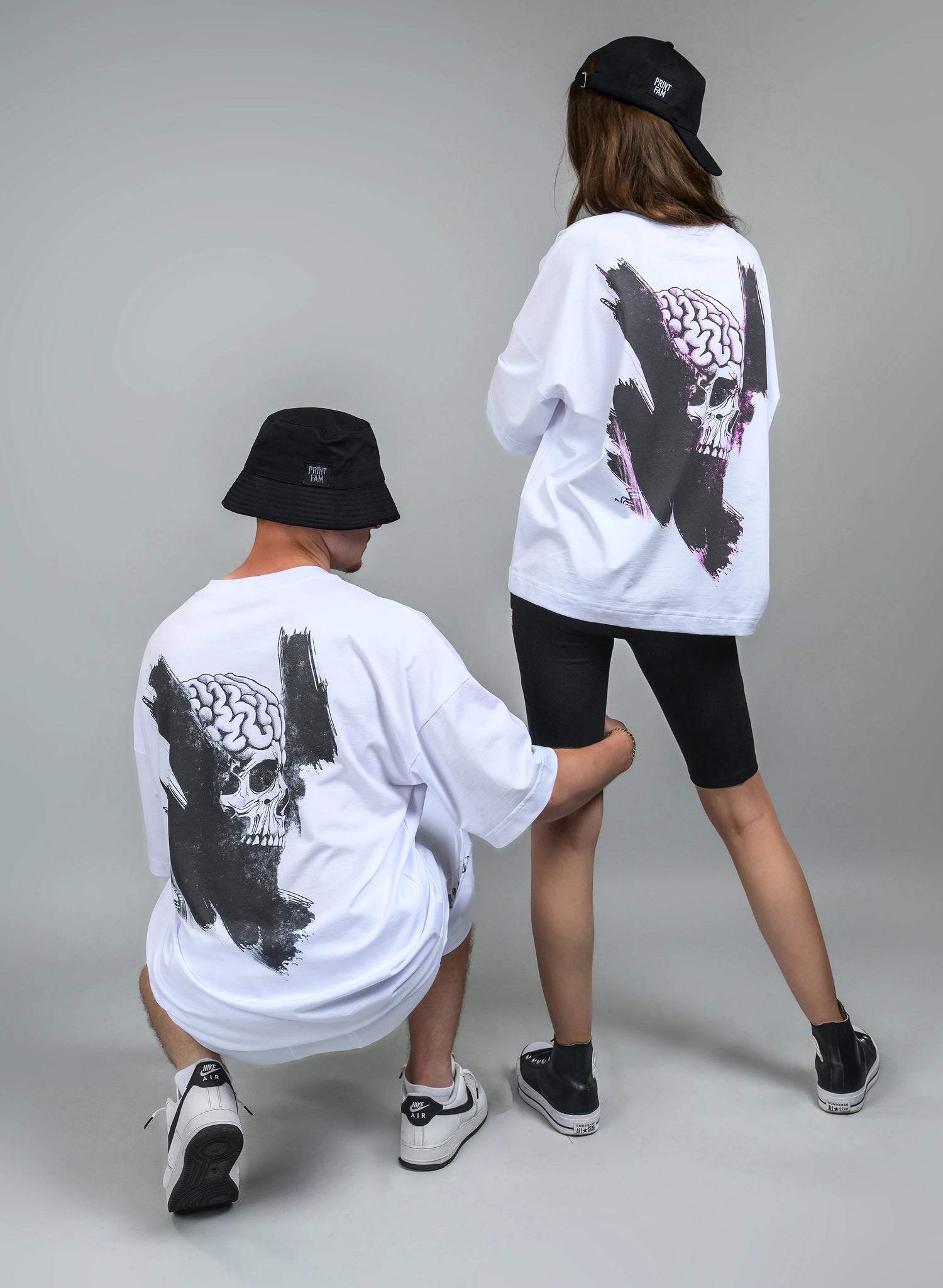 TRICOU ALB  OVERSIZED  MEMENTO MORI SKULL TDP2 - TD09
