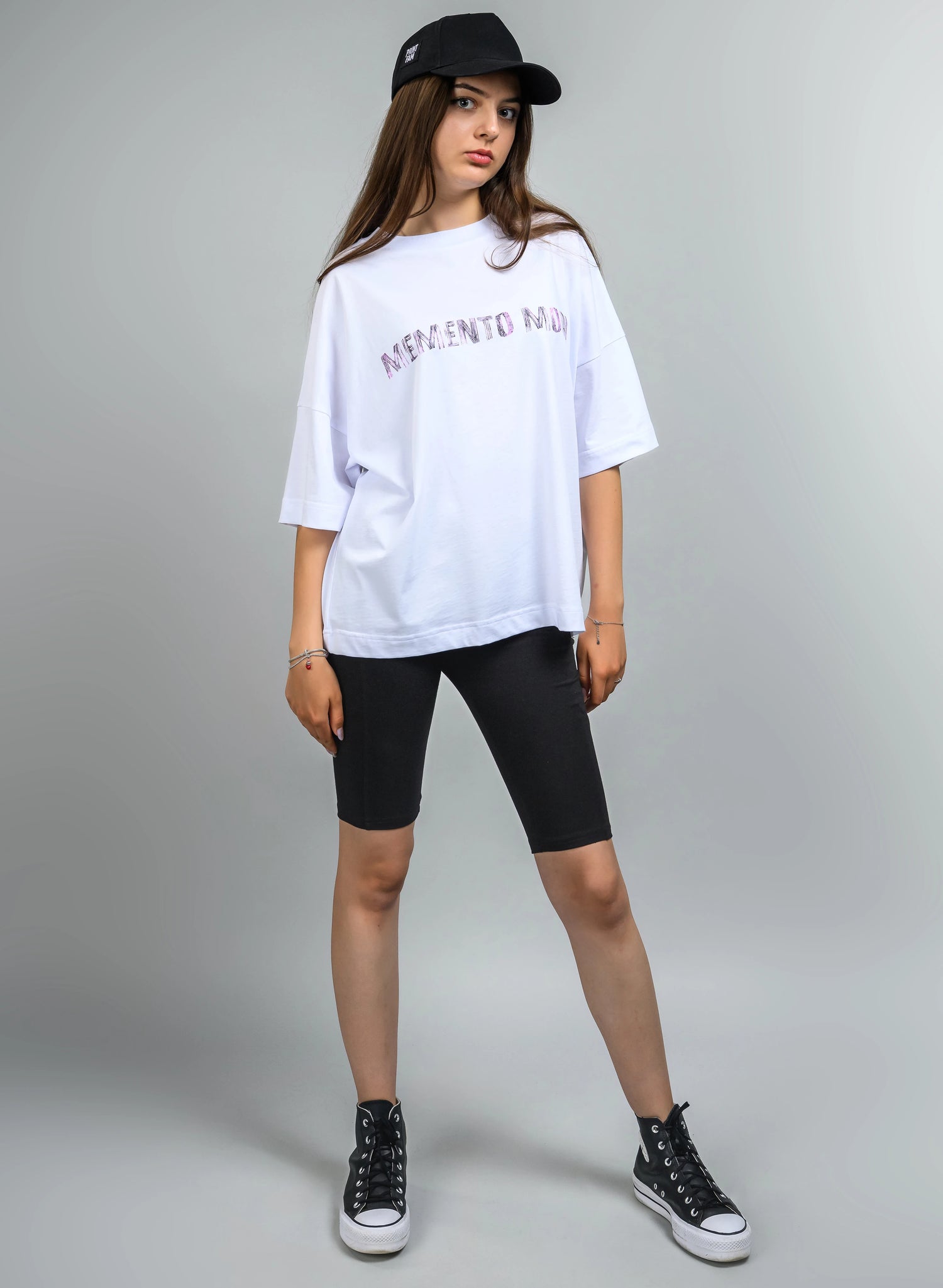 TRICOU ALB  OVERSIZED  MEMENTO MORI SKULL TDP2 - TD09