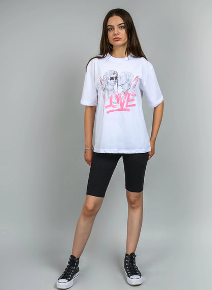 TRICOU ALB CU PRINT LOVE TDP3 - TD06