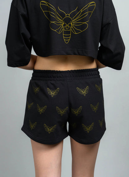 TRICOU CROP DAMA CU PRINT AURIU GOLDEN MOTH TDP4 - TD01