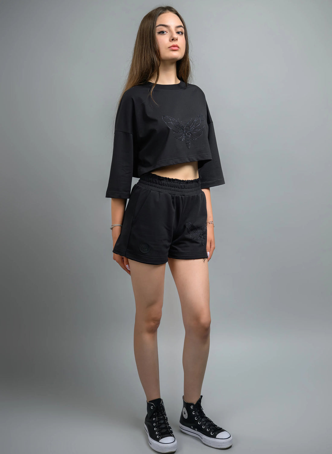 CROP TOP DAMA OVERSIZE BLACK MOTH TDP4 - TD02