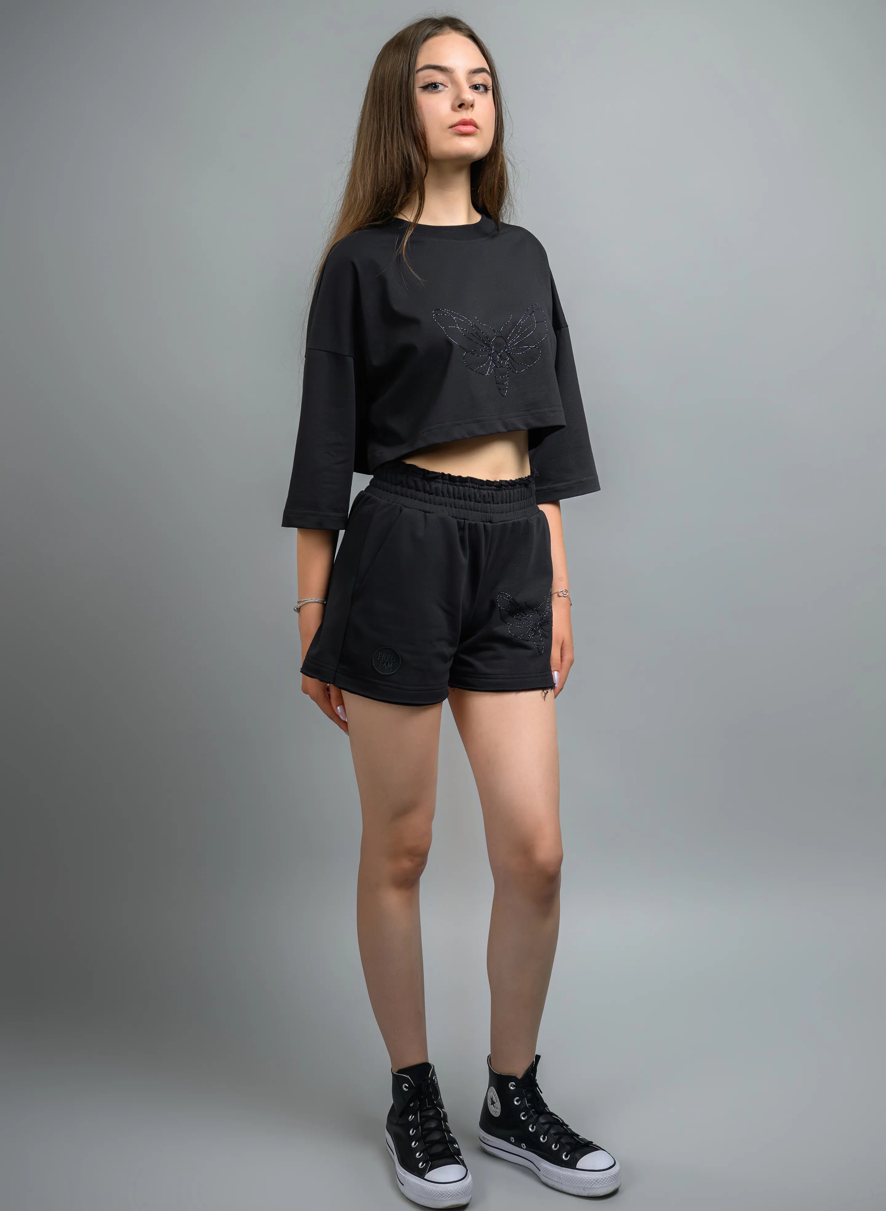 CROP TOP DAMA OVERSIZE BLACK MOTH TDP4 - TD02