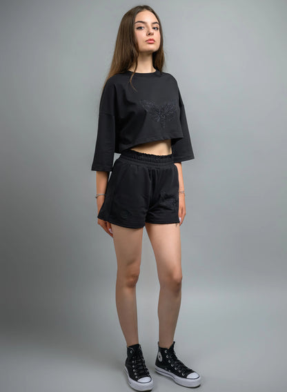 CROP TOP DAMA OVERSIZE BLACK MOTH TDP4 - TD02