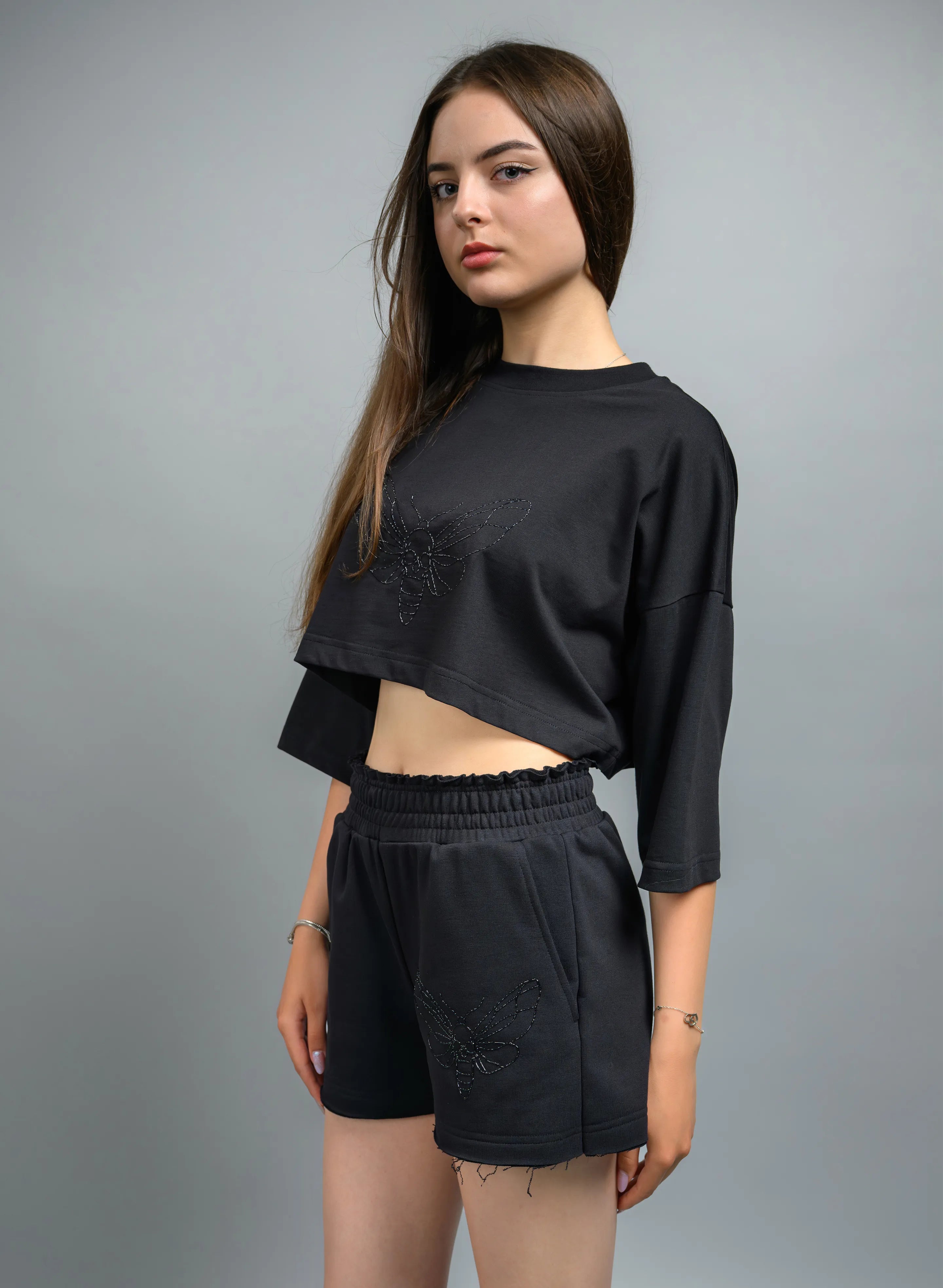CROP TOP DAMA OVERSIZE BLACK MOTH TDP4 - TD02