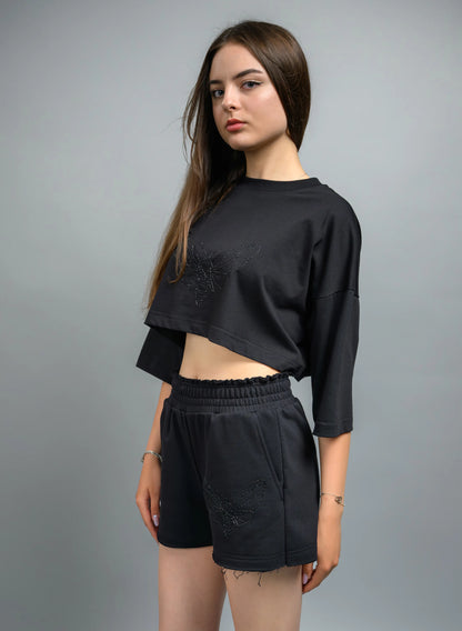 CROP TOP DAMA OVERSIZE BLACK MOTH TDP4 - TD02