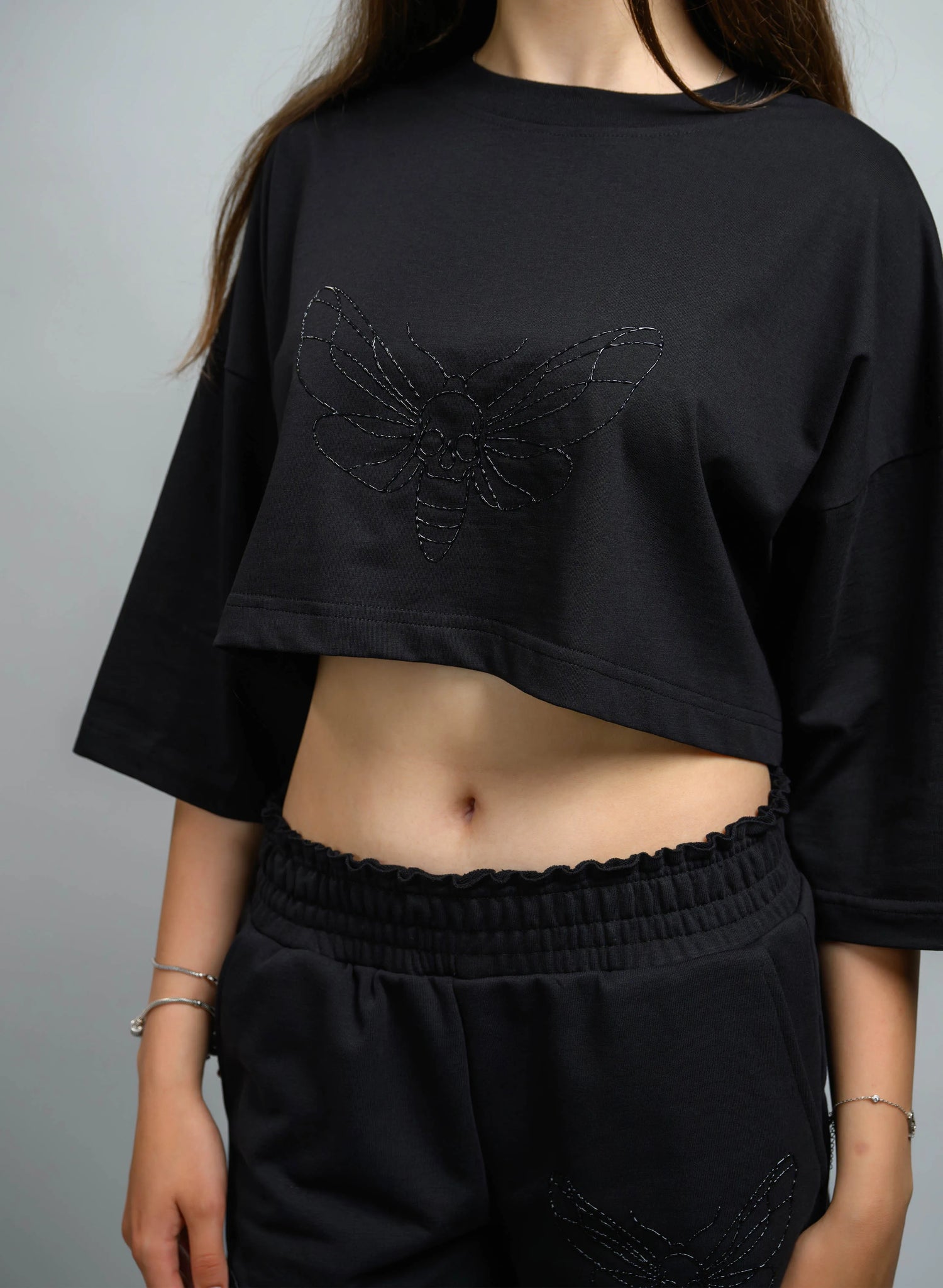 CROP TOP DAMA OVERSIZE BLACK MOTH TDP4 - TD02