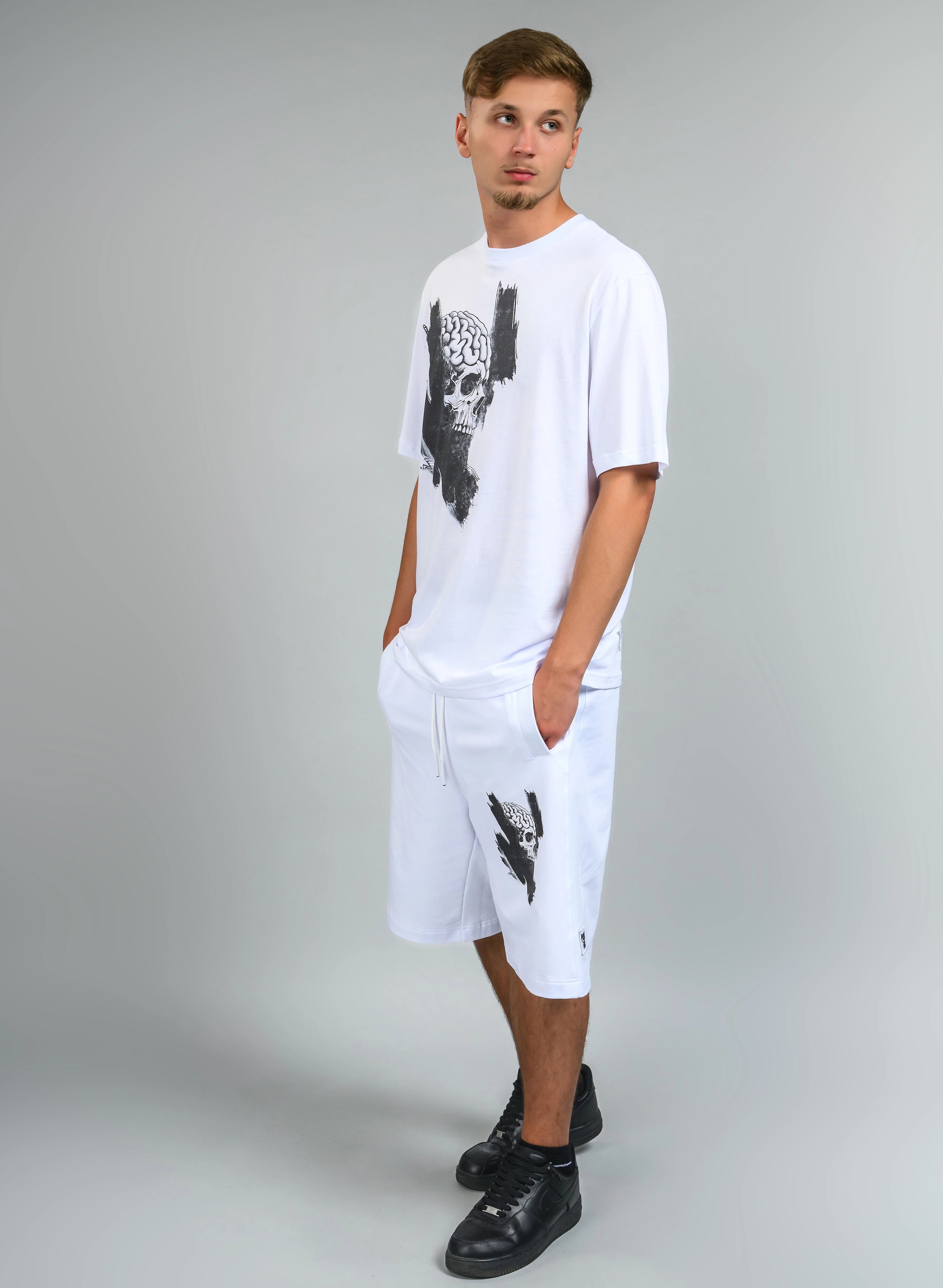 TRICOU ALB BARBATI SKULL MM TP1 - T010