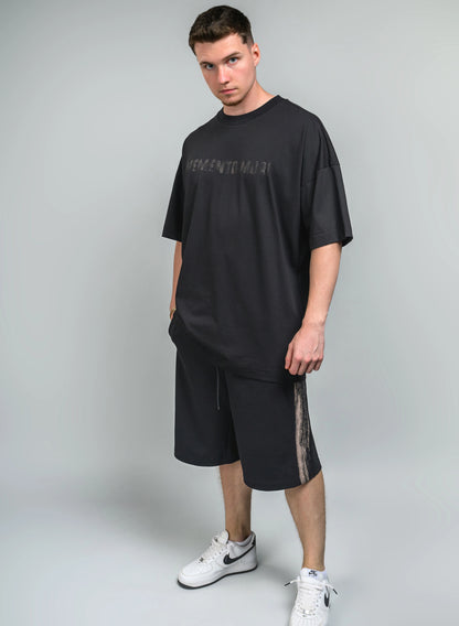 TRICOU NEGRU CU IMPRIMEU MEMENTO MORI SKULL TP2 - T007