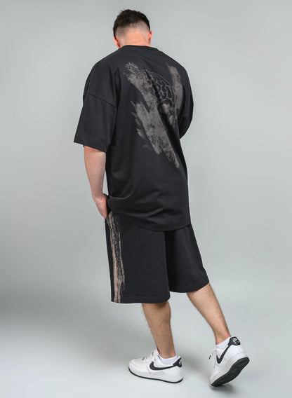 TRICOU NEGRU CU IMPRIMEU MEMENTO MORI SKULL TP2 - T007