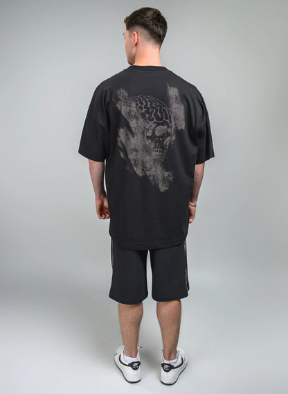 TRICOU NEGRU CU IMPRIMEU MEMENTO MORI SKULL TP2 - T007