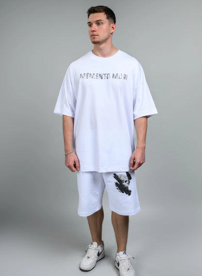 TRICOU ALB OVERSIZED MEMENTO MORI SKULL TP2 - T009