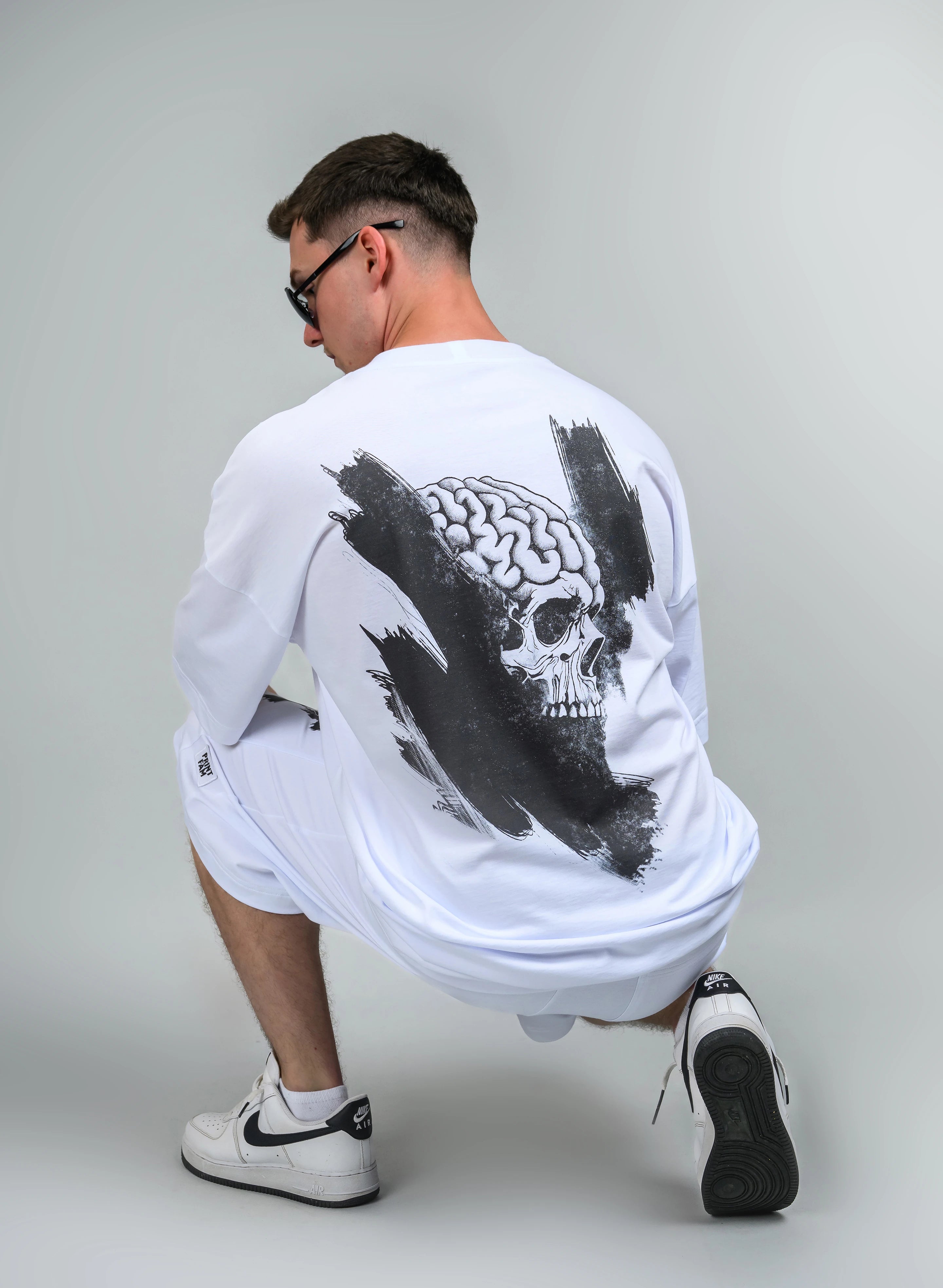 TRICOU ALB OVERSIZED MEMENTO MORI SKULL TP2 - T009