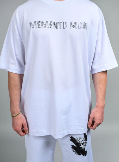 TRICOU ALB OVERSIZED MEMENTO MORI SKULL TP2 - T009