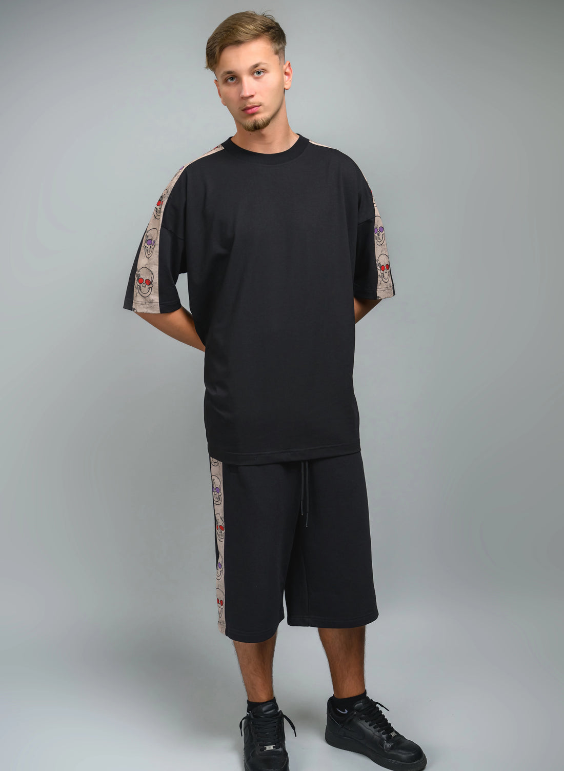 TRICOU OVERSIZED BARBATI CU PRINT CRANII SKULL VISION TEE TP2 - T022