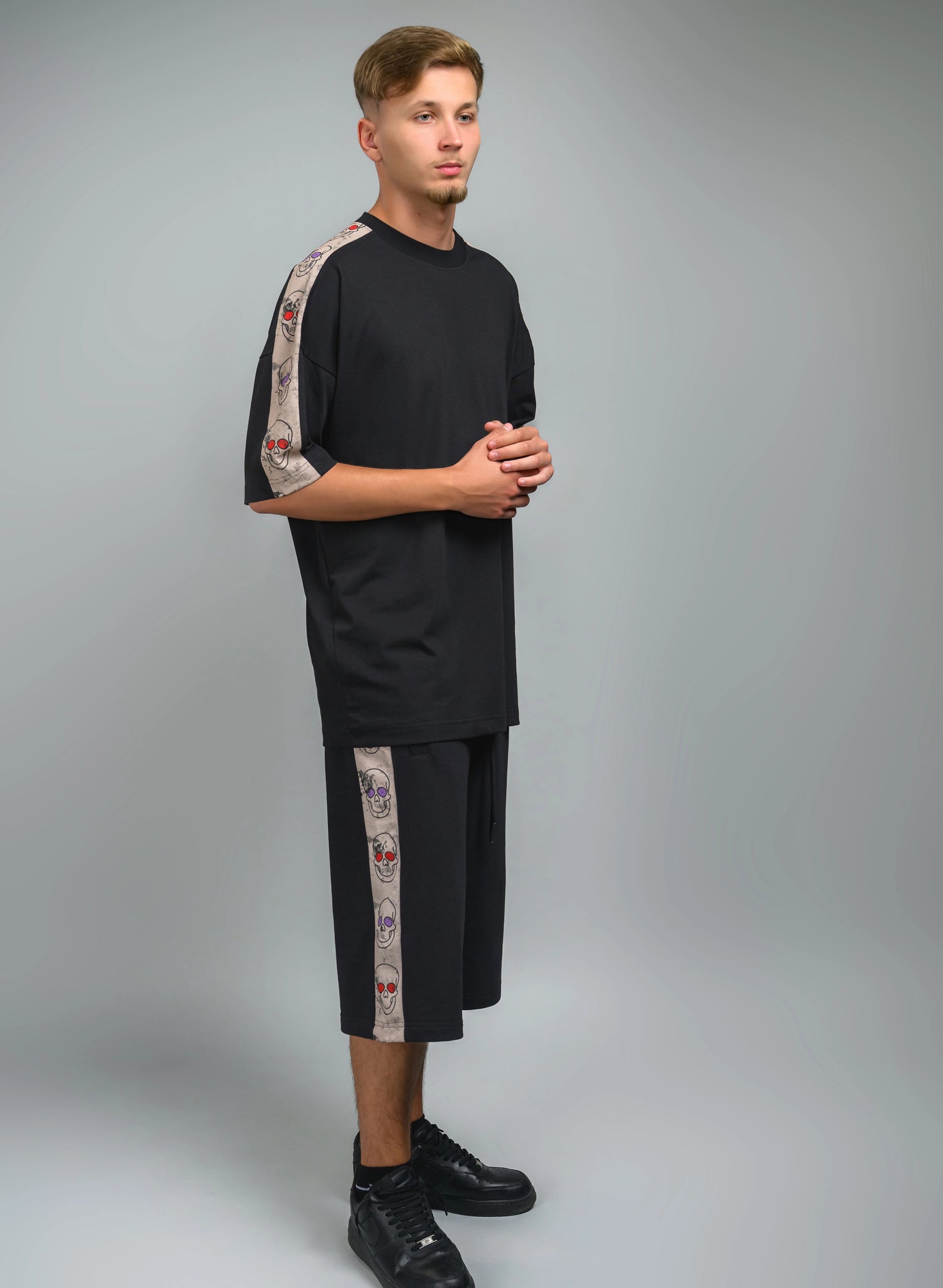 TRICOU OVERSIZED BARBATI CU PRINT CRANII SKULL VISION TEE TP2 - T022