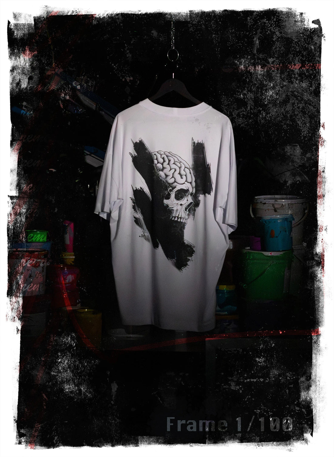 TRICOU ALB OVERSIZED MEMENTO MORI SKULL TP2 - T009