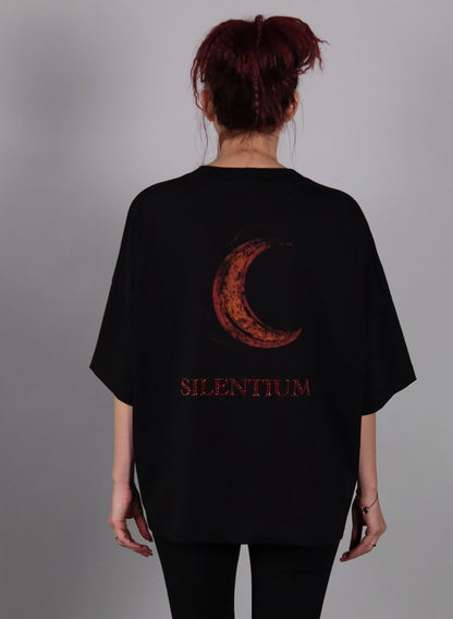 TRICOU NEGRU OVERSIZED IMPRIMAT SILENTIUM TDP2-TD11